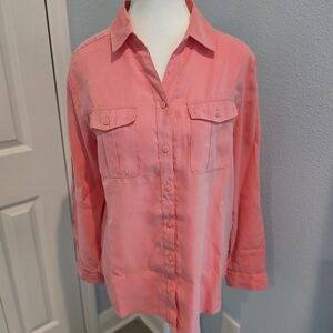 Chico’s Pink Coral Modal Button Front Blouse Size 1
